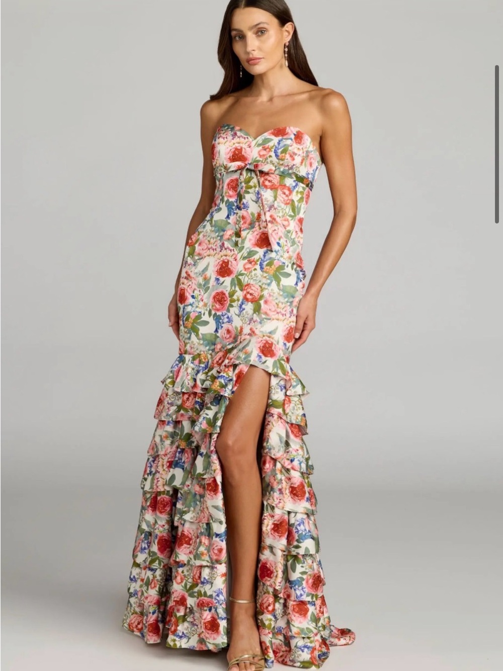 NWT Ieena Mac Duggal Floral Strapless Ruffle Hem Mermaid Gown- SOLD OUT ONLINE